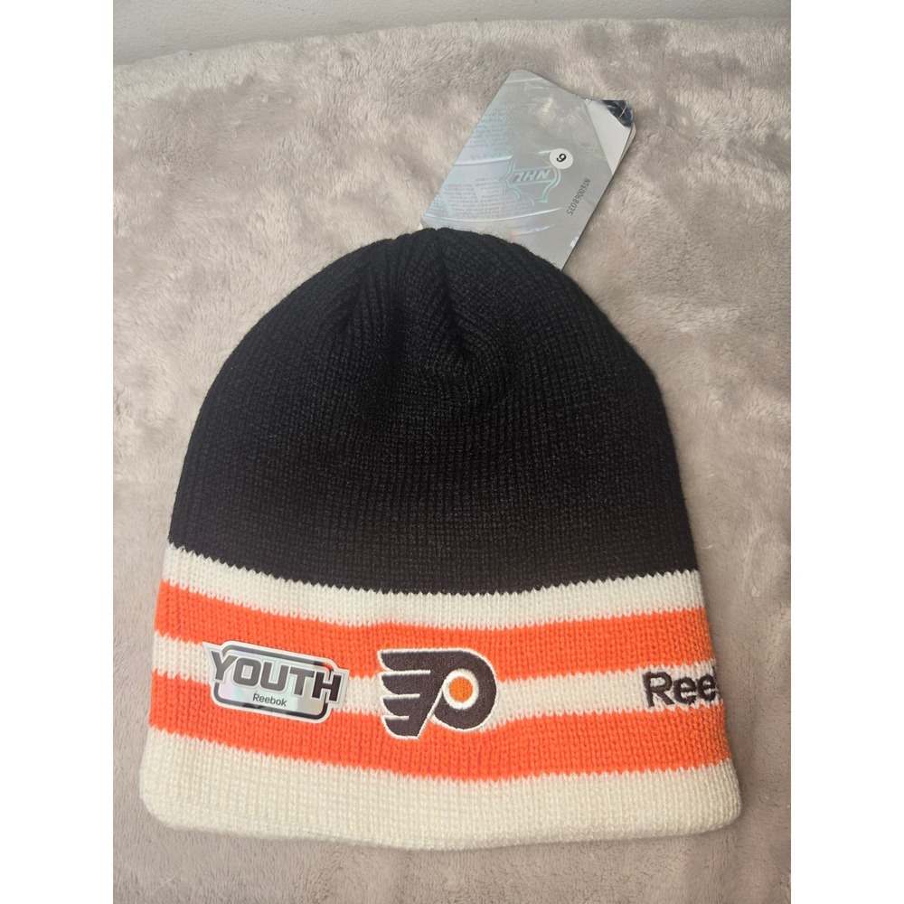 Vintage Philadelphia Flyers Reebok Youth Beanie Face Off Black Orange Hat